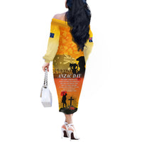 Australia ANZAC Day Off The Shoulder Long Sleeve Dress Gallipoli Lest We Forget - Wonder Print Shop