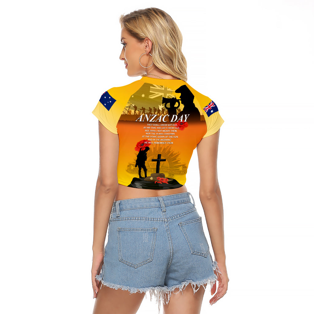 Australia ANZAC Day Raglan Cropped T Shirt Gallipoli Lest We Forget - Wonder Print Shop
