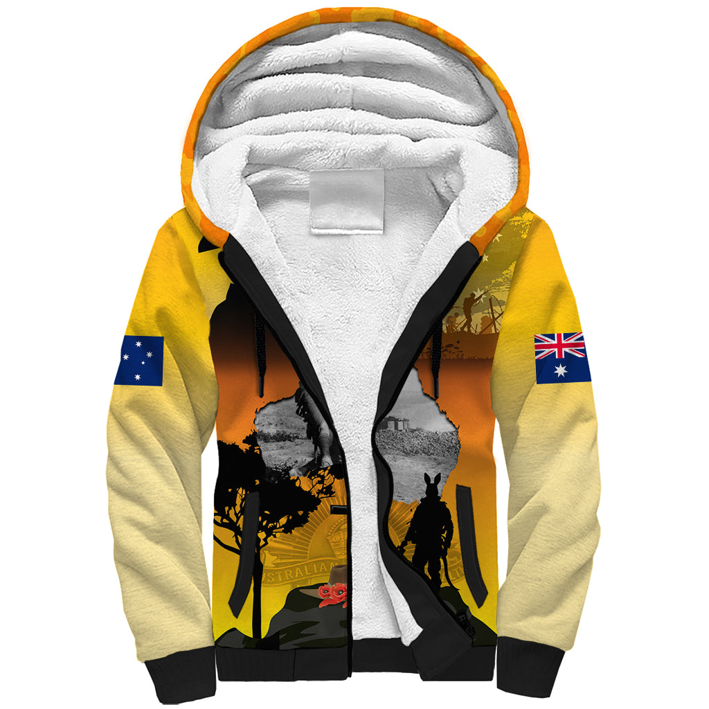 Australia ANZAC Day Sherpa Hoodie Gallipoli Lest We Forget - Wonder Print Shop