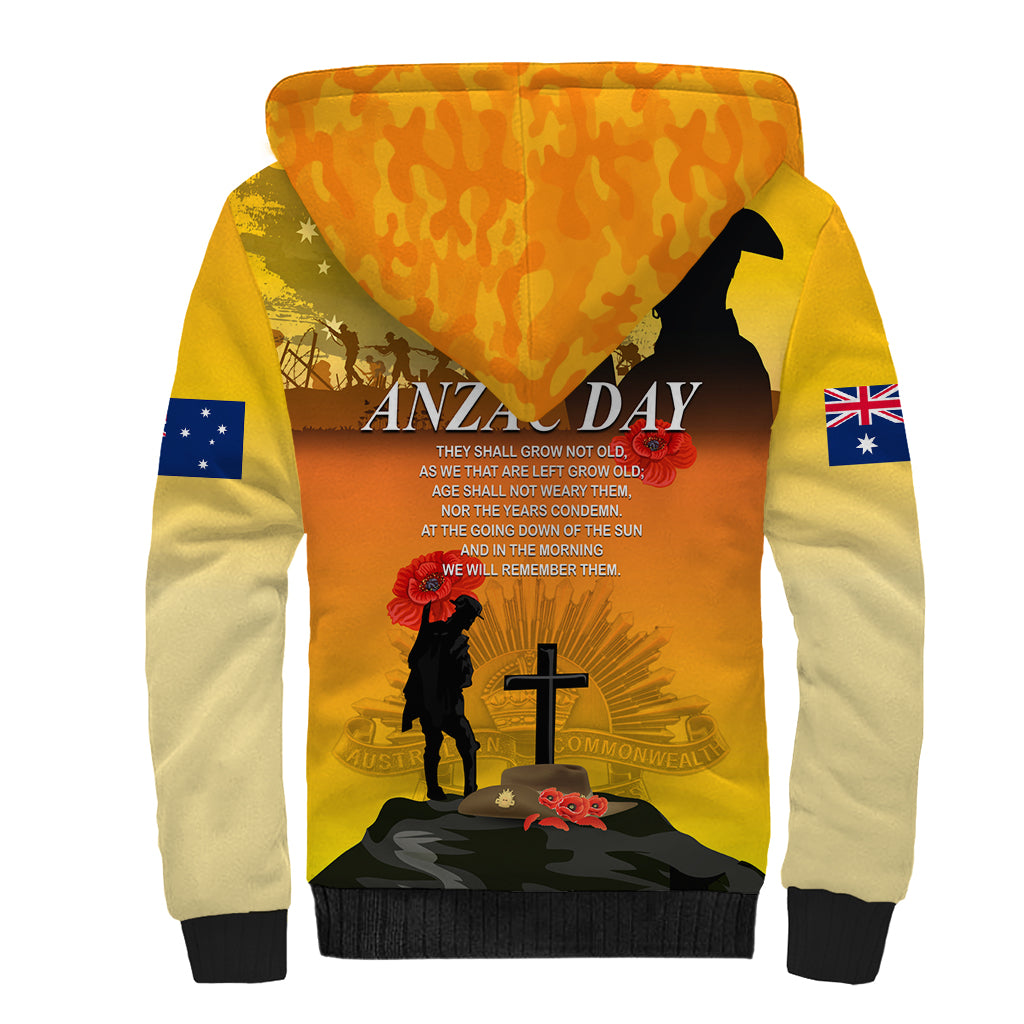 Australia ANZAC Day Sherpa Hoodie Gallipoli Lest We Forget - Wonder Print Shop