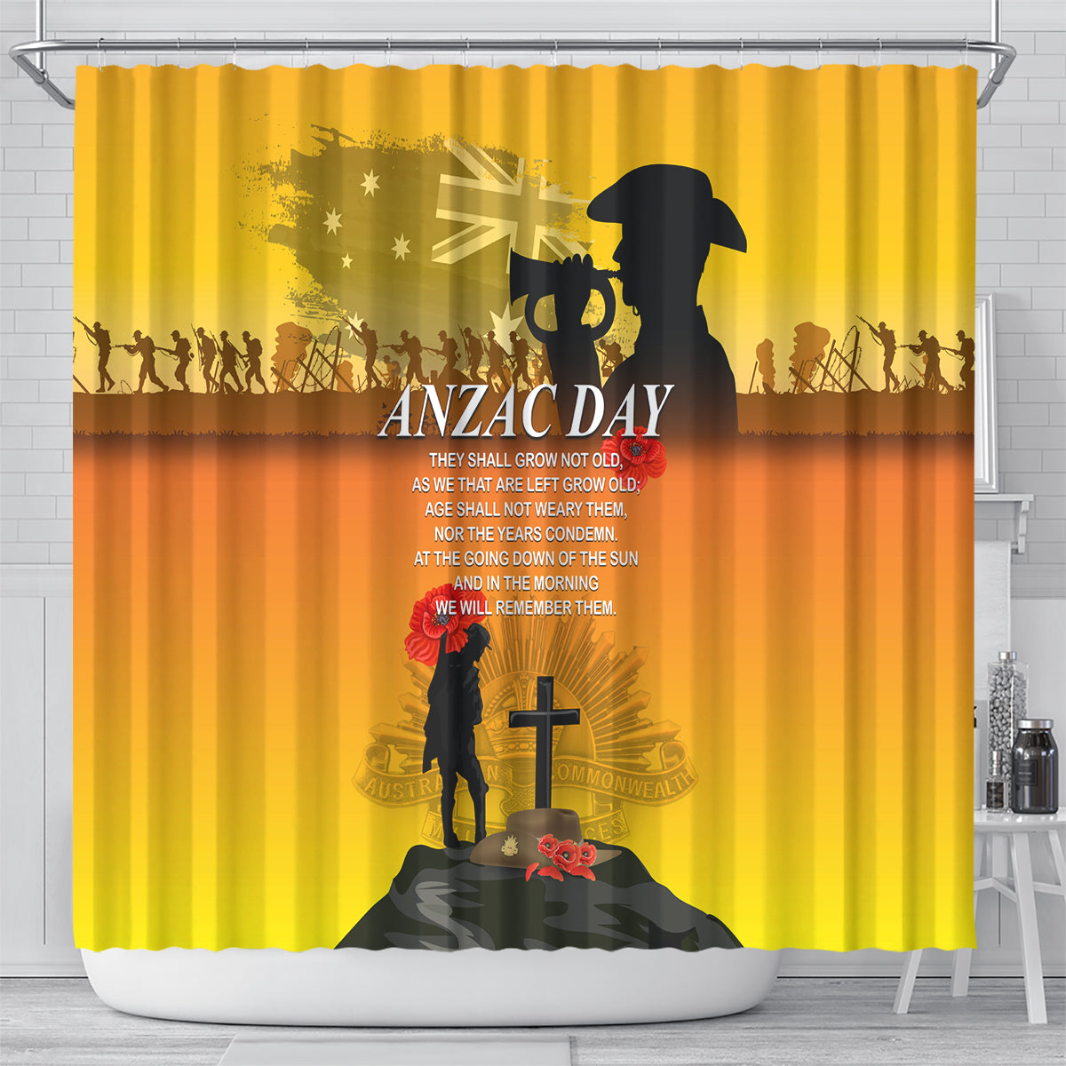 Australia ANZAC Day Shower Curtain Gallipoli Lest We Forget