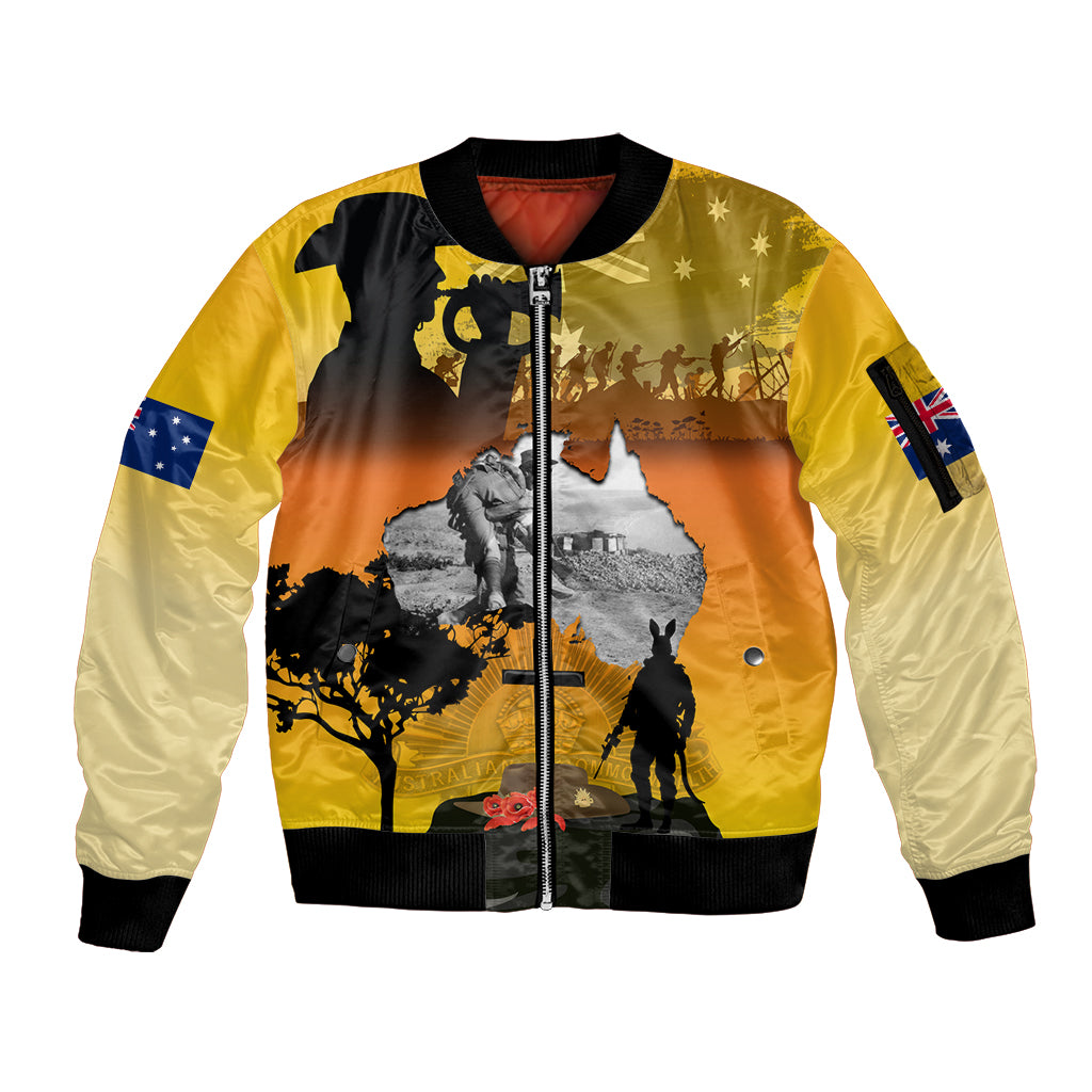 Australia ANZAC Day Sleeve Zip Bomber Jacket Gallipoli Lest We Forget - Wonder Print Shop