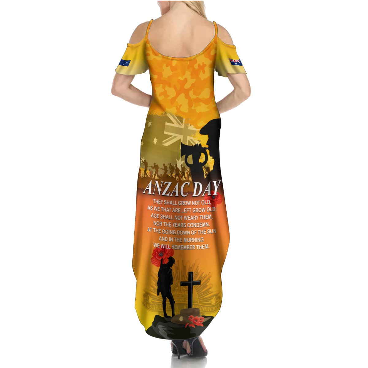 Australia ANZAC Day Summer Maxi Dress Gallipoli Lest We Forget - Wonder Print Shop