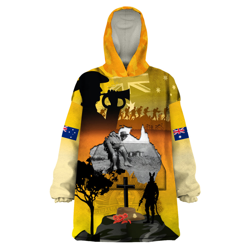Australia ANZAC Day Wearable Blanket Hoodie Gallipoli Lest We Forget - Wonder Print Shop