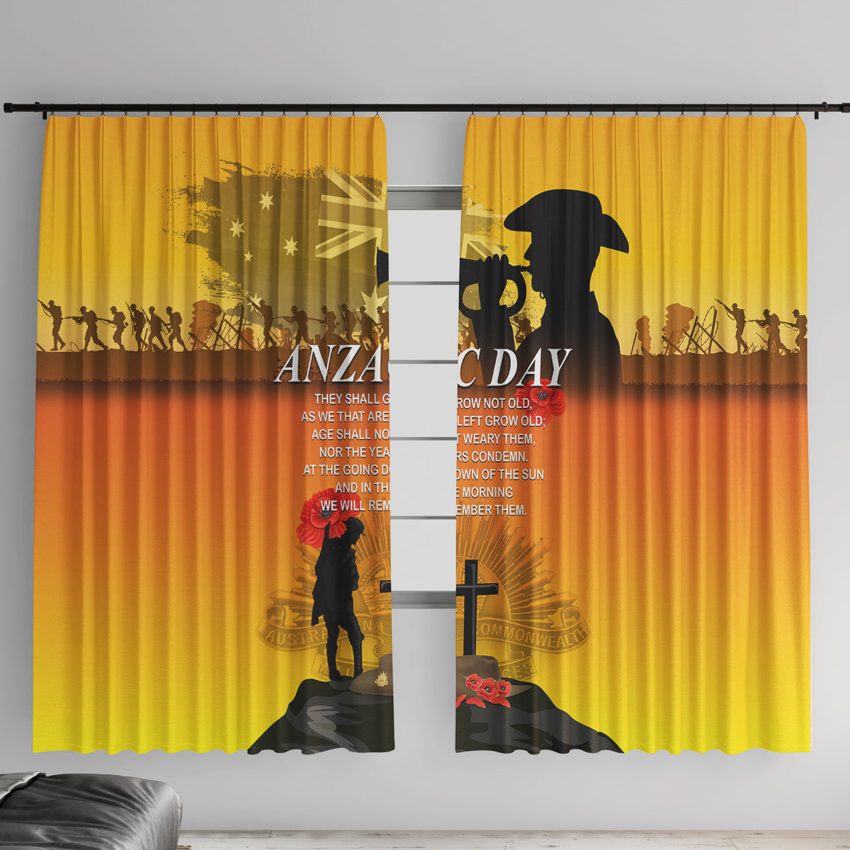 Australia ANZAC Day Window Curtain Gallipoli Lest We Forget - Wonder Print Shop