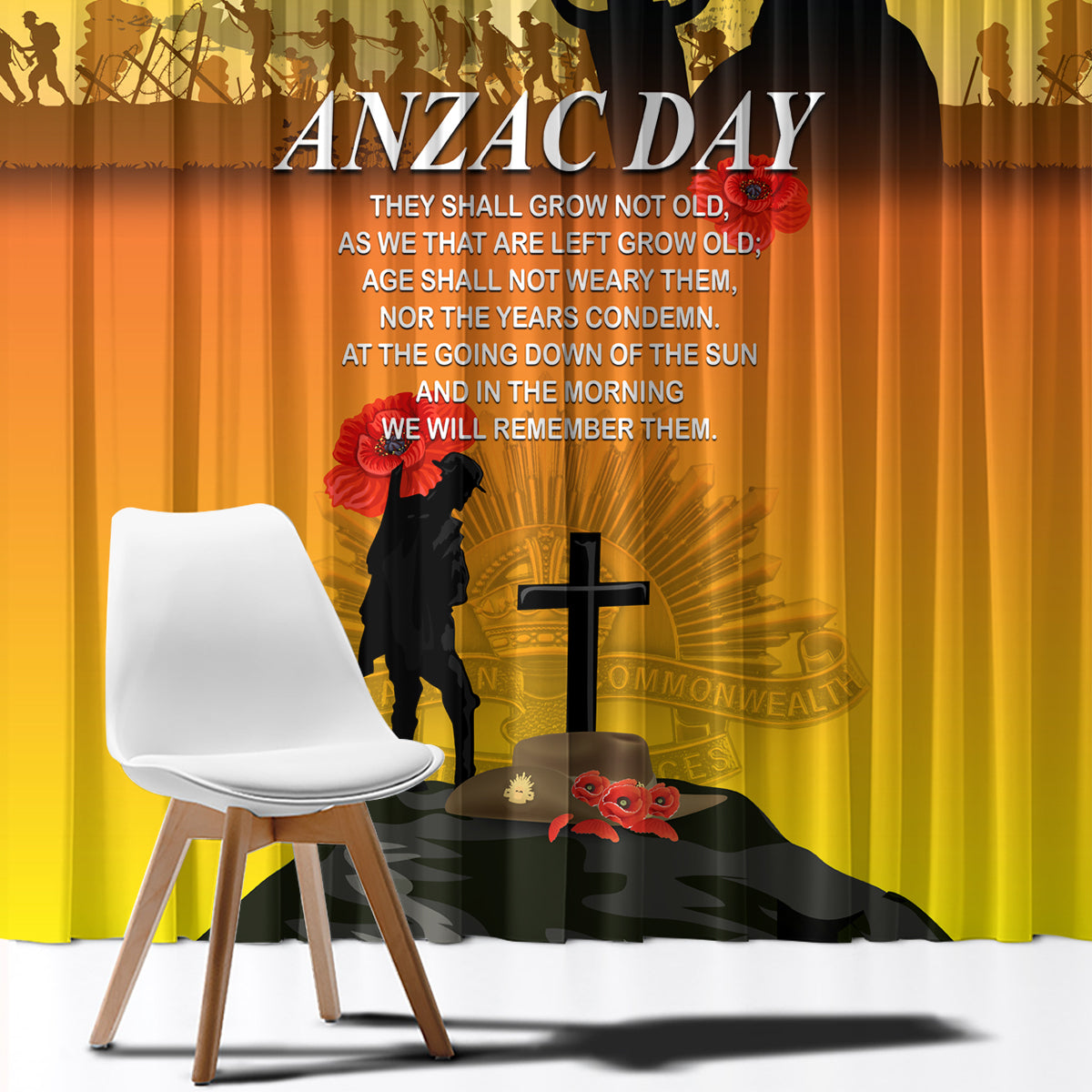 Australia ANZAC Day Window Curtain Gallipoli Lest We Forget - Wonder Print Shop