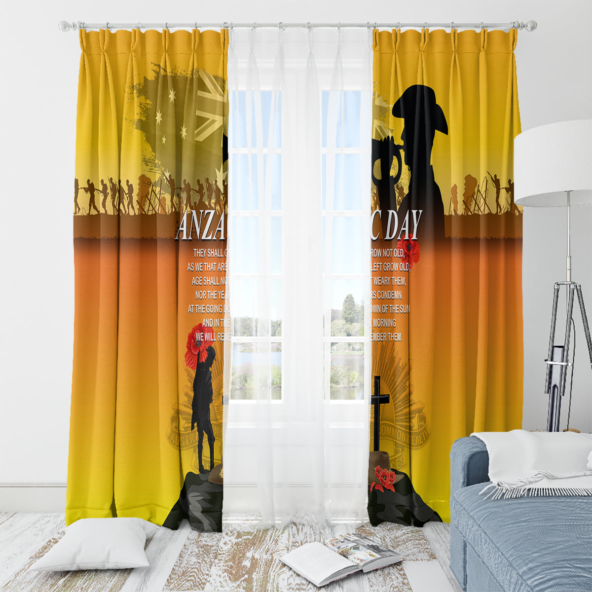 Australia ANZAC Day Window Curtain Gallipoli Lest We Forget - Wonder Print Shop