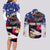 Personalised United States and American Samoa Couples Matching Long Sleeve Bodycon Dress and Long Sleeve Button Shirt Bald Eagle Rose and Hibiscus Flower - Wonder Print Shop
