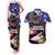Personalised United States and American Samoa Couples Matching Tank Maxi Dress and Hawaiian Shirt Bald Eagle Rose and Hibiscus Flower - Wonder Print Shop
