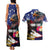 Personalised United States and American Samoa Couples Matching Tank Maxi Dress and Hawaiian Shirt Bald Eagle Rose and Hibiscus Flower - Wonder Print Shop