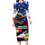 Personalised United States and American Samoa Family Matching Long Sleeve Bodycon Dress and Hawaiian Shirt Bald Eagle Rose and Hibiscus Flower - Wonder Print Shop