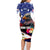 Personalised United States and American Samoa Family Matching Long Sleeve Bodycon Dress and Hawaiian Shirt Bald Eagle Rose and Hibiscus Flower - Wonder Print Shop