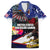 Personalised United States and American Samoa Family Matching Off The Shoulder Long Sleeve Dress and Hawaiian Shirt Bald Eagle Rose and Hibiscus Flower - Wonder Print Shop