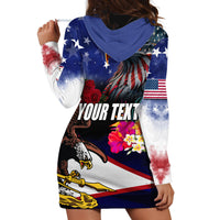 Personalised United States and American Samoa Hoodie Dress Bald Eagle Rose and Hibiscus Flower - Wonder Print Shop