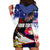 United States and American Samoa Hoodie Dress Bald Eagle Rose and Hibiscus Flower