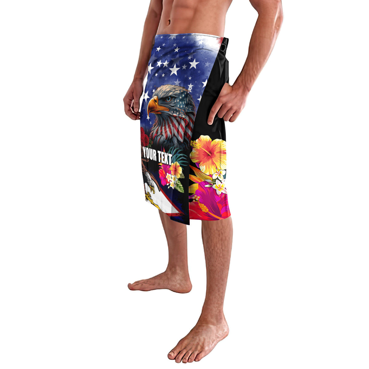 Personalised United States and American Samoa Lavalava Bald Eagle Rose and Hibiscus Flower - Wonder Print Shop
