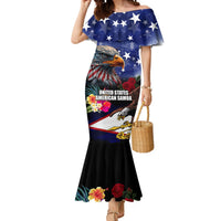 Personalised United States and American Samoa Mermaid Dress Bald Eagle Rose and Hibiscus Flower - Wonder Print Shop