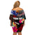 Personalised United States and American Samoa Off Shoulder Short Dress Bald Eagle Rose and Hibiscus Flower - Wonder Print Shop
