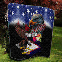 Personalised United States and American Samoa Quilt Bald Eagle Rose and Hibiscus Flower - Wonder Print Shop