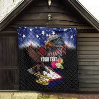 Personalised United States and American Samoa Quilt Bald Eagle Rose and Hibiscus Flower - Wonder Print Shop