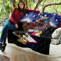 Personalised United States and American Samoa Quilt Bald Eagle Rose and Hibiscus Flower - Wonder Print Shop