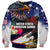 Personalised United States and American Samoa Sweatshirt Bald Eagle Rose and Hibiscus Flower - Wonder Print Shop