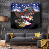 Personalised United States and American Samoa Tapestry Bald Eagle Rose and Hibiscus Flower - Wonder Print Shop