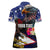 Personalised United States and American Samoa Women Polo Shirt Bald Eagle Rose and Hibiscus Flower - Wonder Print Shop