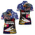 Personalised United States and American Samoa Women Polo Shirt Bald Eagle Rose and Hibiscus Flower - Wonder Print Shop
