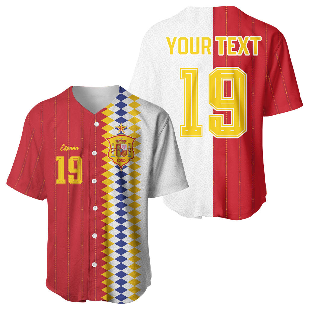 Spain Football 2026 Custom Baseball Jersey La Roja Red and White Split