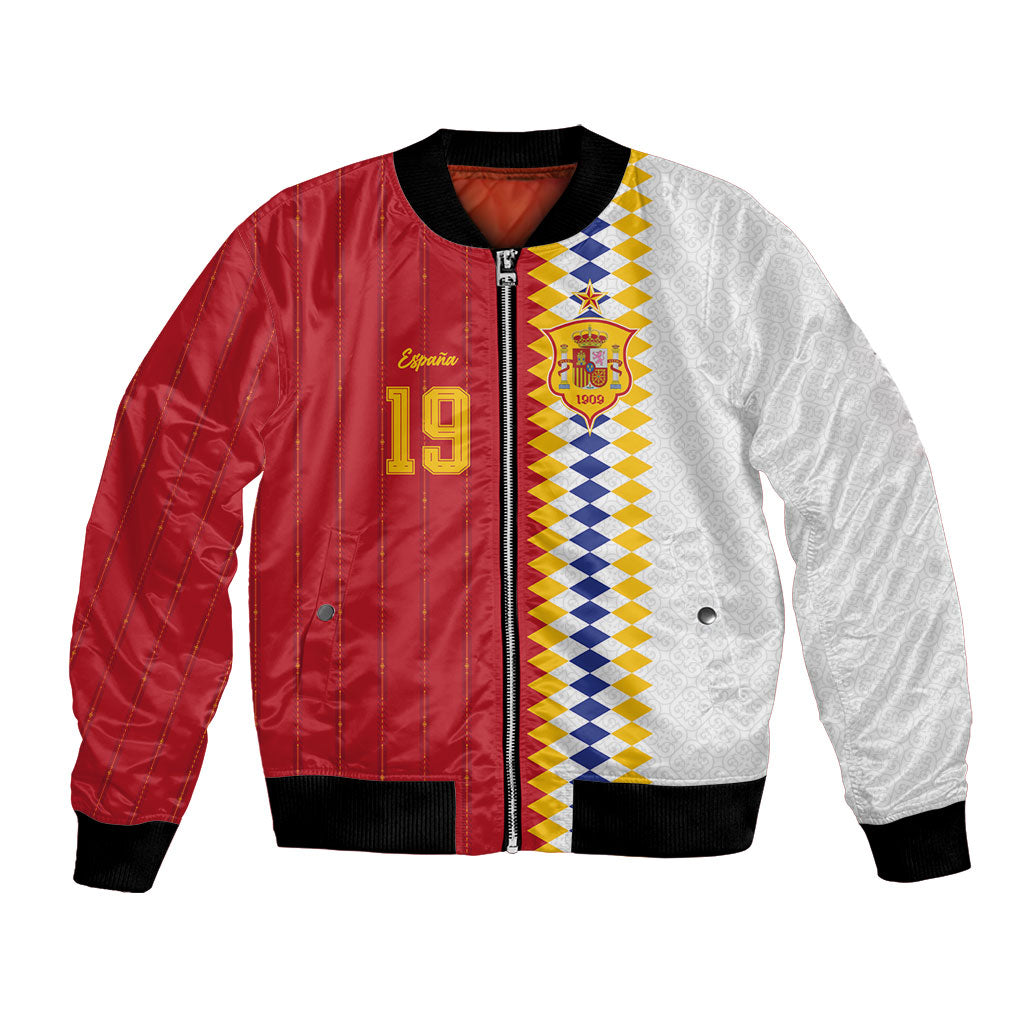 Spain Football 2026 Custom Bomber Jacket La Roja Red and White Split