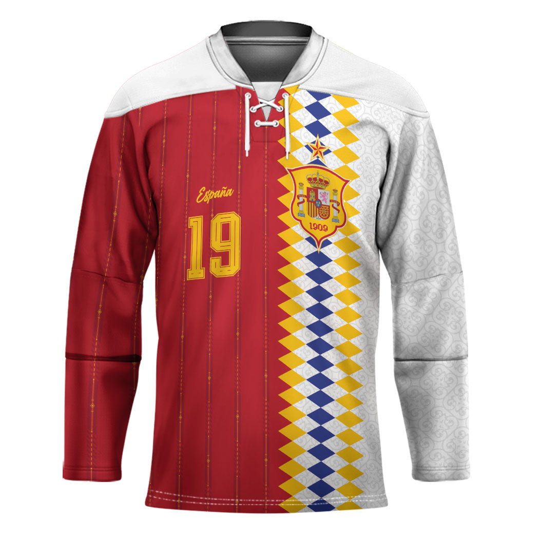Spain Football 2026 Custom Hockey Jersey La Roja Red and White Split