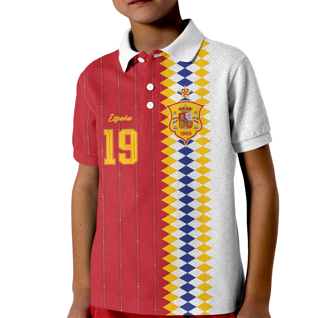 Spain Football 2026 Custom Kid Polo Shirt La Roja Red and White Split