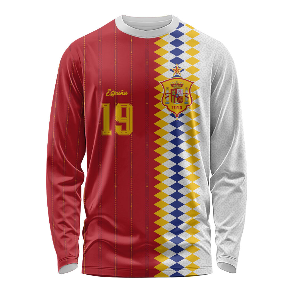 Spain Football 2026 Custom Long Sleeve Shirt La Roja Red and White Split