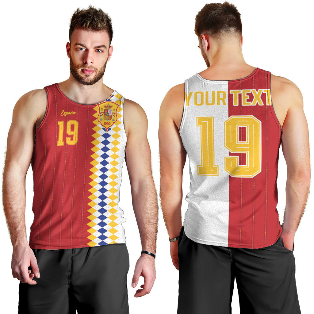 Spain Football 2026 Custom Men Tank Top La Roja Red and White Split