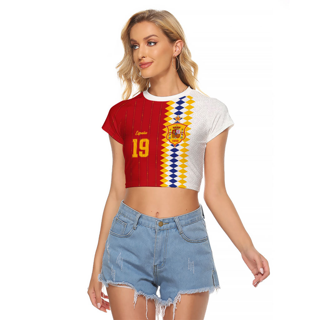 Spain Football 2026 Custom Raglan Cropped T Shirt La Roja Red and White Split
