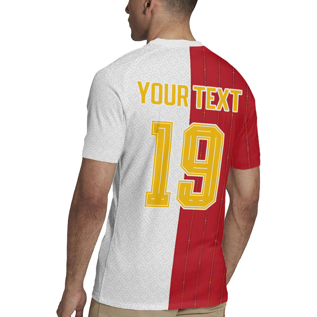 Spain Football 2026 Custom Rugby Jersey La Roja Red and White Split