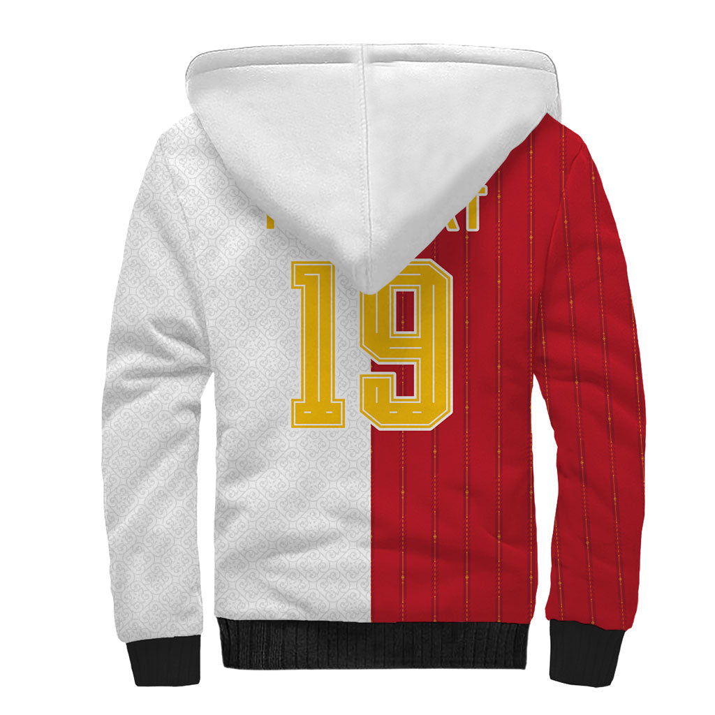 Spain Football 2026 Custom Sherpa Hoodie La Roja Red and White Split