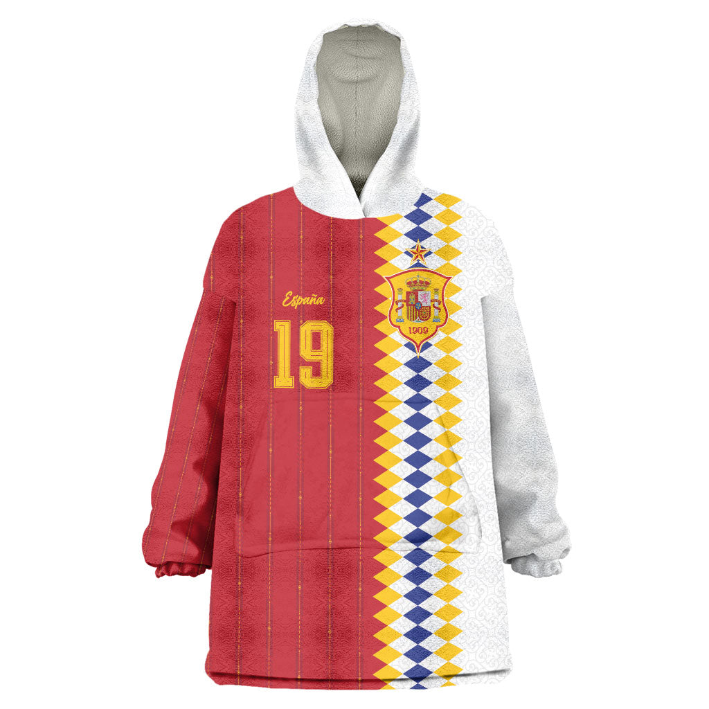 Spain Football 2026 Custom Wearable Blanket Hoodie La Roja Red and White Split