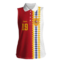 Spain Football 2026 Custom Women Sleeveless Polo Shirt La Roja Red and White Split