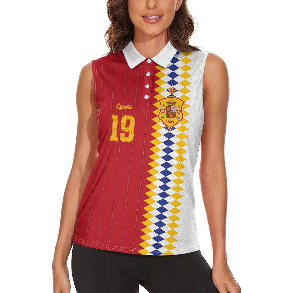 Spain Football 2026 Custom Women Sleeveless Polo Shirt La Roja Red and White Split