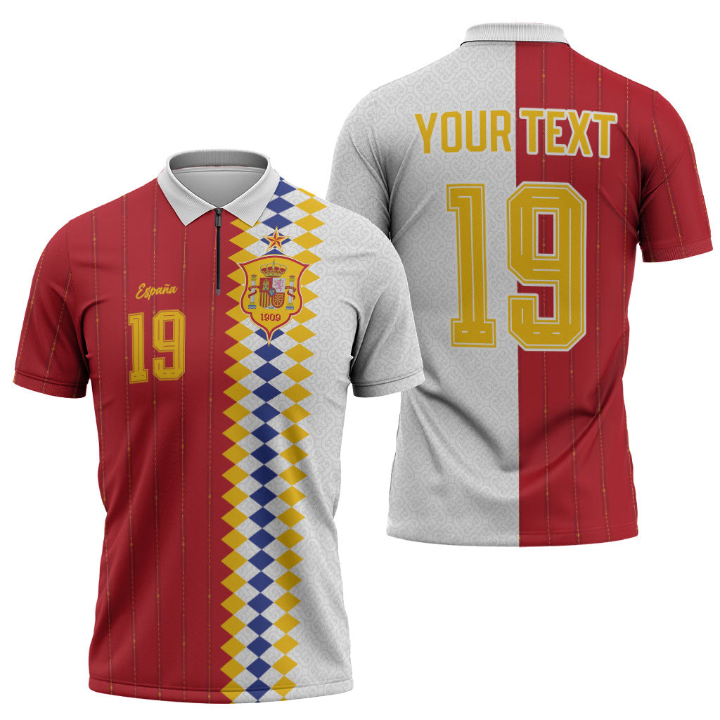 Spain Football 2026 Custom Zipper Polo Shirt La Roja Red and White Split