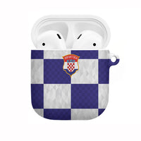 Croatia Football AirPods Case Checkerboard Pattern with Glagolitic Script Away Color