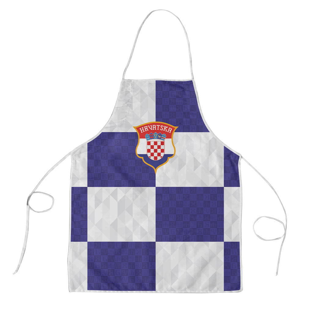 Croatia Football Apron Checkerboard Pattern with Glagolitic Script Away Color