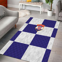 Croatia Football Area Rug Checkerboard Pattern with Glagolitic Script Away Color