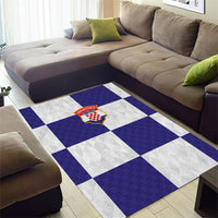 Croatia Football Area Rug Checkerboard Pattern with Glagolitic Script Away Color