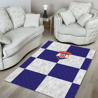 Croatia Football Area Rug Checkerboard Pattern with Glagolitic Script Away Color