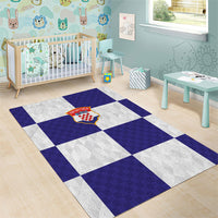Croatia Football Area Rug Checkerboard Pattern with Glagolitic Script Away Color