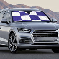 Croatia Football Auto Sun Shade Checkerboard Pattern with Glagolitic Script Away Color