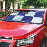 Croatia Football Auto Sun Shade Checkerboard Pattern with Glagolitic Script Away Color
